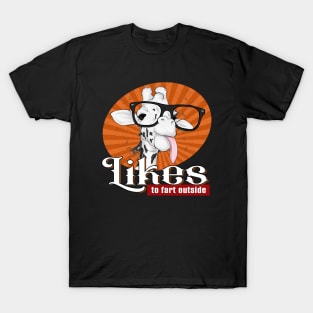 Likes To Fart Outside Funny Giraffe Quote T-Shirt